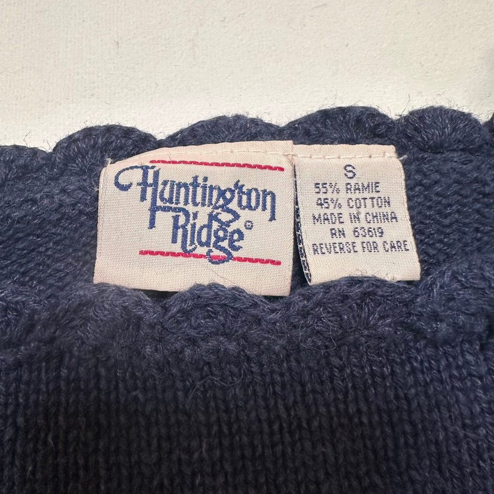 Huntington Ridge |VTG 90s| Navy Ramie Cotton Floral Knit Sweater S| Cottagecore - Picture 6 of 8